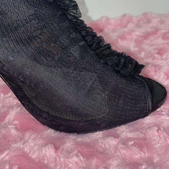 KATE PRESTON SHEER BLACK LACE PEEP TOE STILET HEELS size 8.5 - Picture 4 of 8